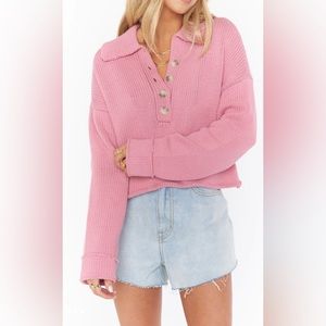 Show Me Your Mumu Pink Crawford Collared Sweater